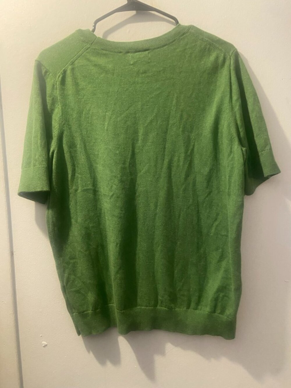 J.Crew Green Cotton Cashmere Short Sleeve Sweater L - Picture 3 of 6